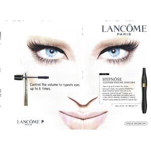Hypnose Volume Mascara Lancome Paris Makeup ADVERT 1990s Vintage Print Ad 2 PAGE